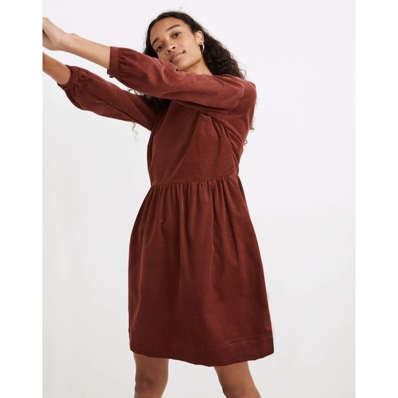 Madewell Corduroy Relaxed Mini Dress in Rust Color Size Small - Picture 2 of 7